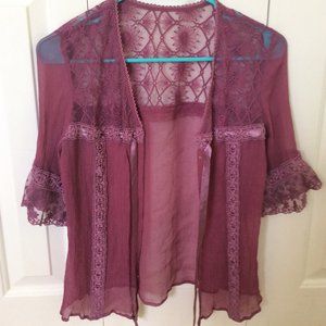 🌵 Dark Pink Lightweight Sheer Lace Cardigan